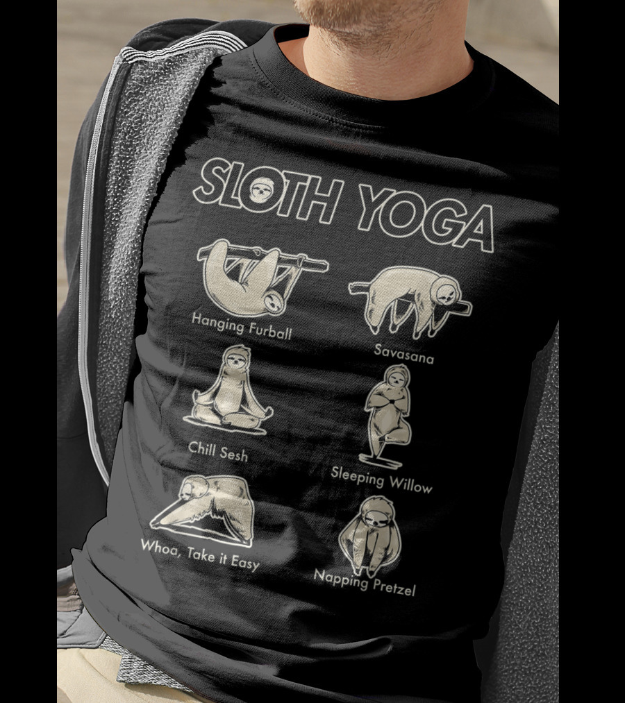 Vintage Funny Cute Sloth Yoga Lover Hanging Furball Savasana Chill Sesh Sleeping Willow Napping Pretzel T-Shirt