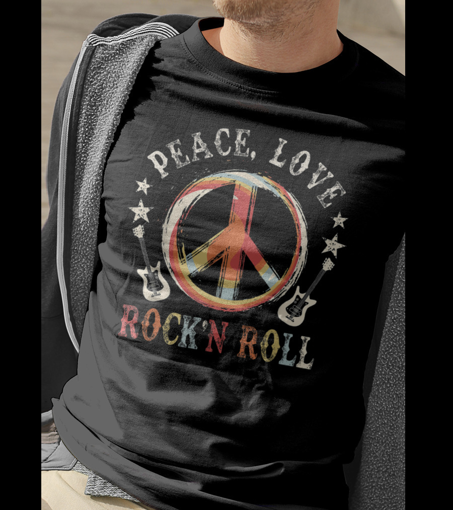 Peace Love Rock'n Roll Vintage Guitar Iconic T-Shirt