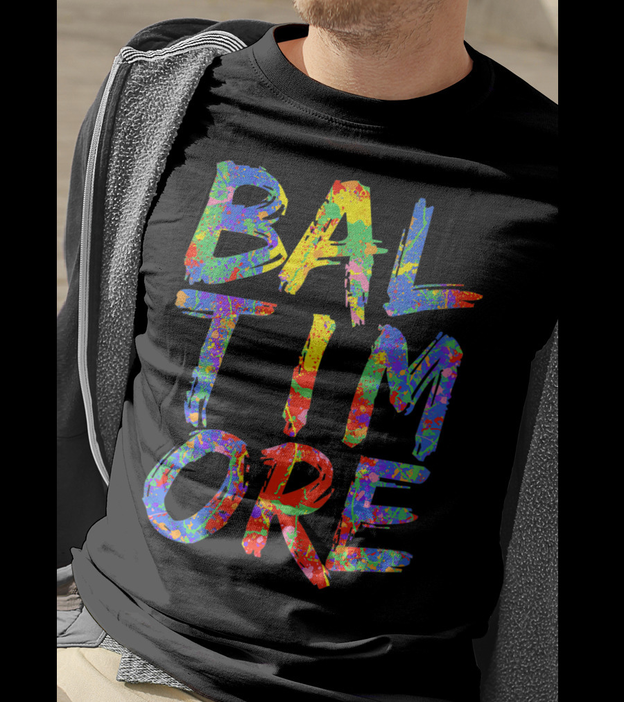 Baltimore Colorful Rainbow Paint Splash Effect T-Shirt