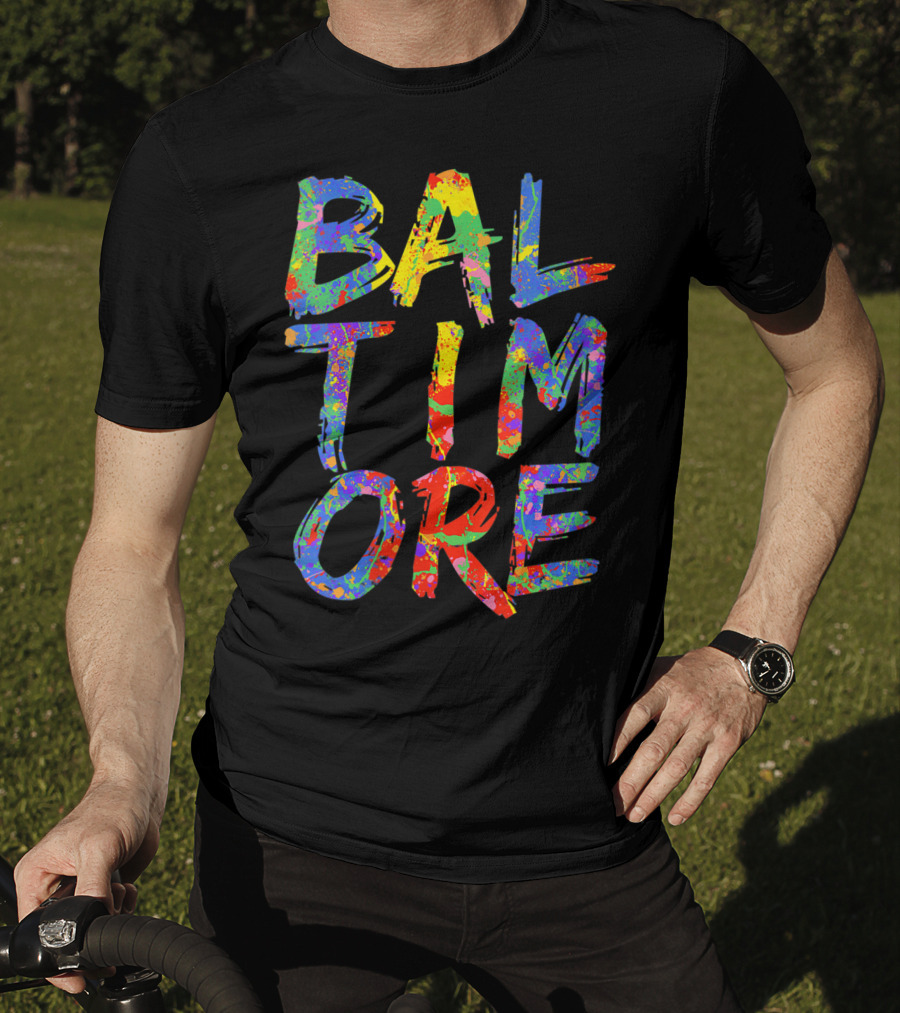 Baltimore Colorful Rainbow Paint Splash Effect T-Shirt