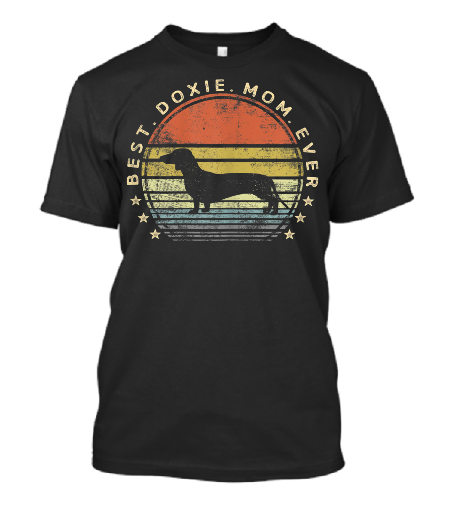 Best Doxie Mom Ever Retro Dachshund Silhouette Vintage Sunset T-Shirt