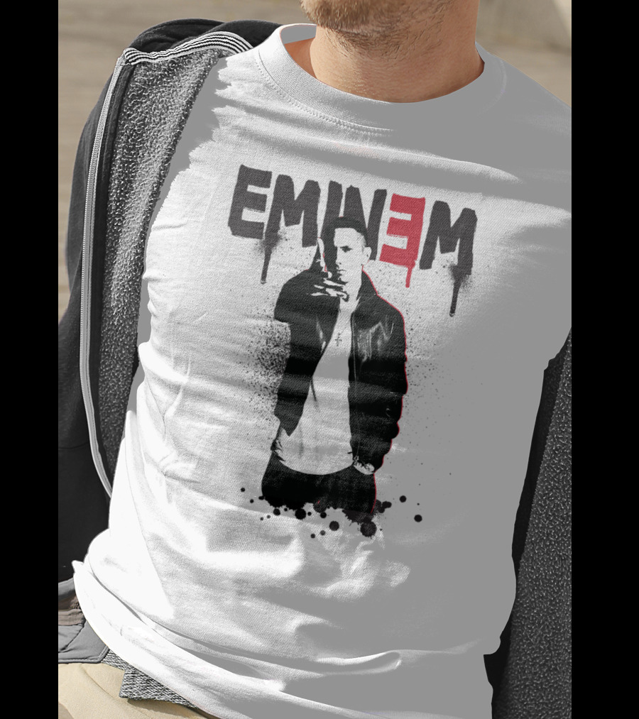 Eminem Sprayed Up Red E Iconic Leather Jacket T-Shirt