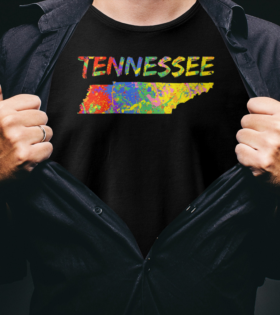 Tennessee Colorful State Outline Brush Stroke T-Shirt