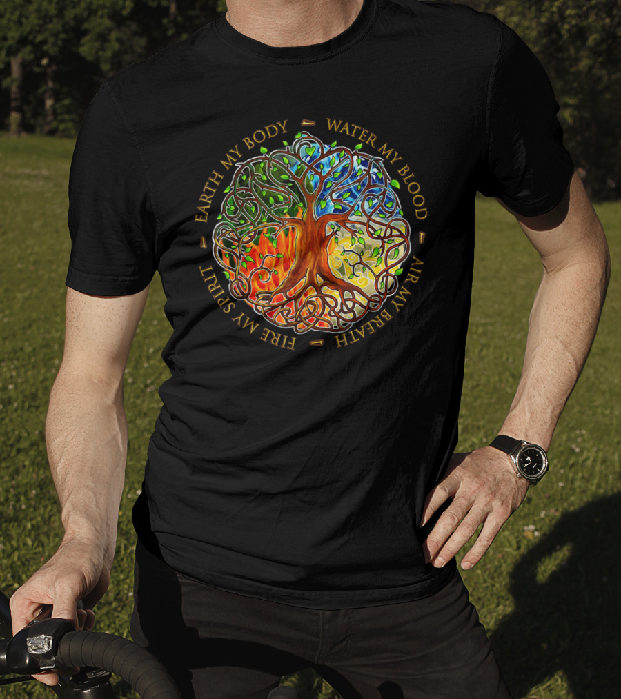 Yggdrasil Tree Of Life Earth My Body Water My Blood Fire My Spirit Air My Breath T-Shirt