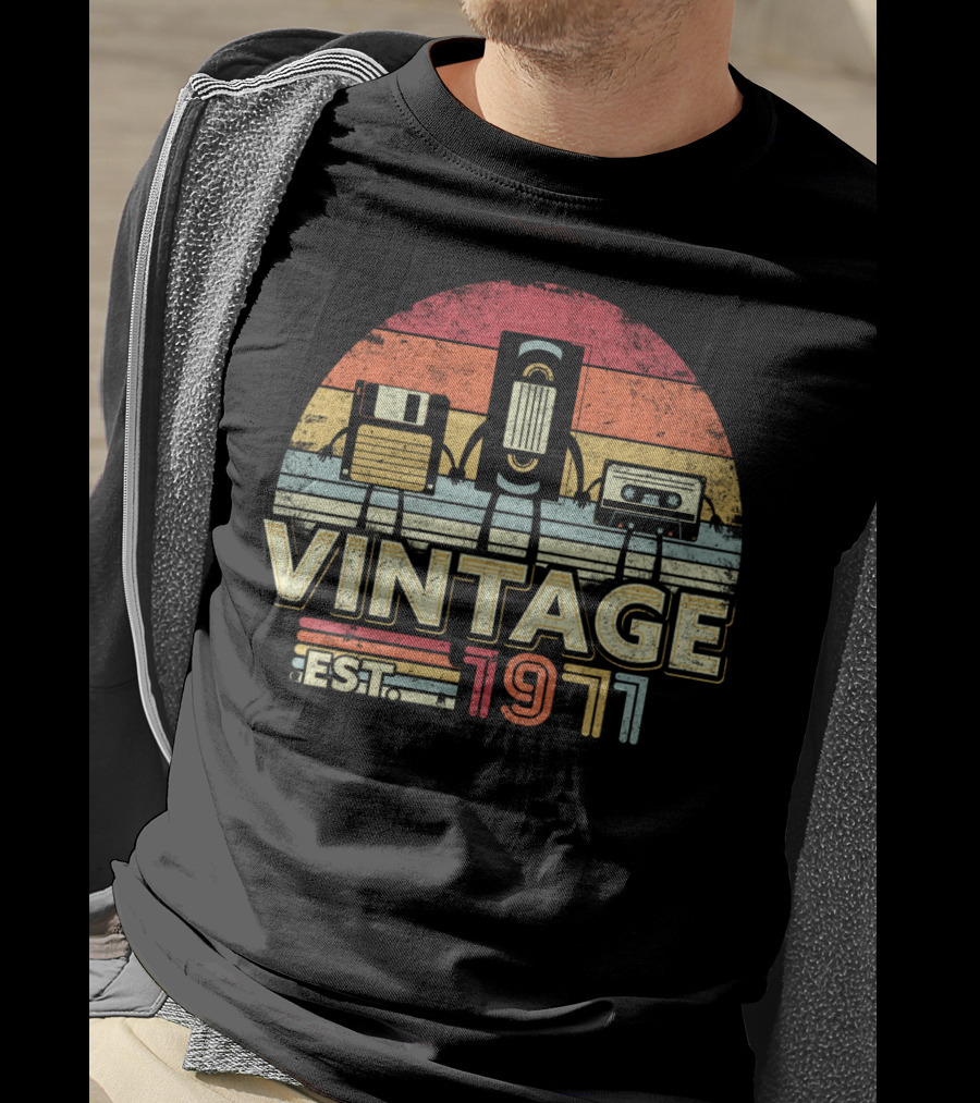 Vintage 1971 Est. Cassette Floppy Disk T-Shirt
