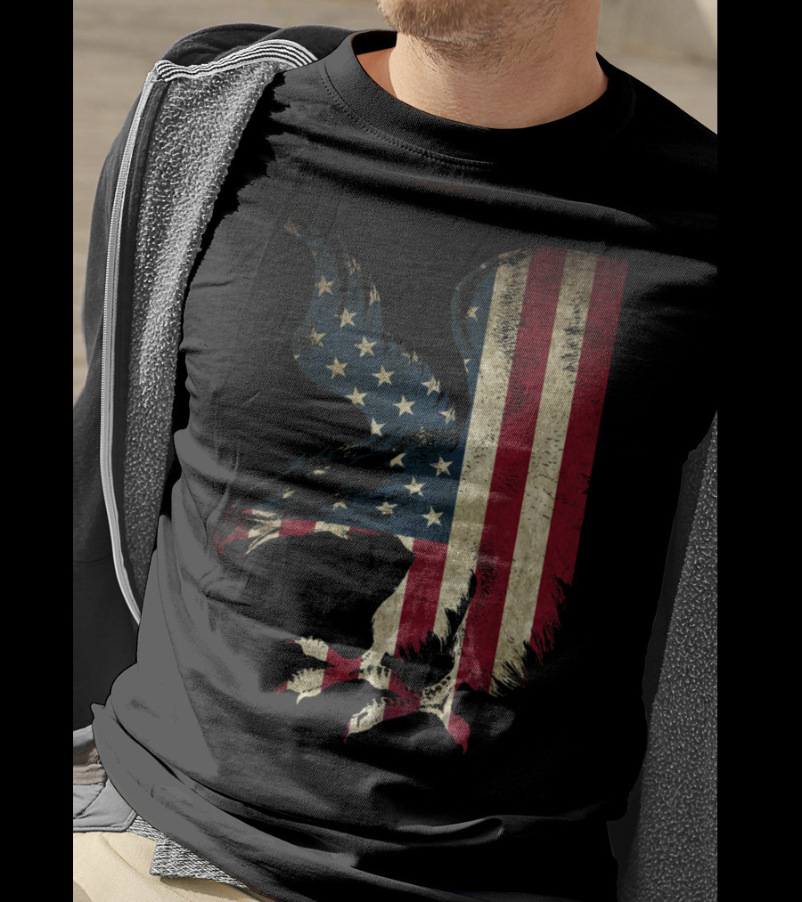 American Patriot Freedom Bald Eagle USA Flag T-Shirt