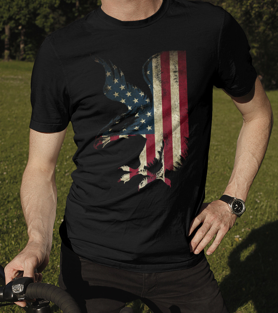 American Patriot Freedom Bald Eagle USA Flag T-Shirt