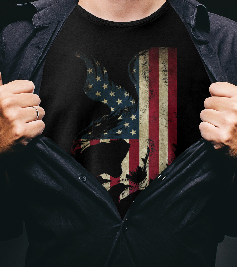 American Patriot Freedom Bald Eagle USA Flag T-Shirt
