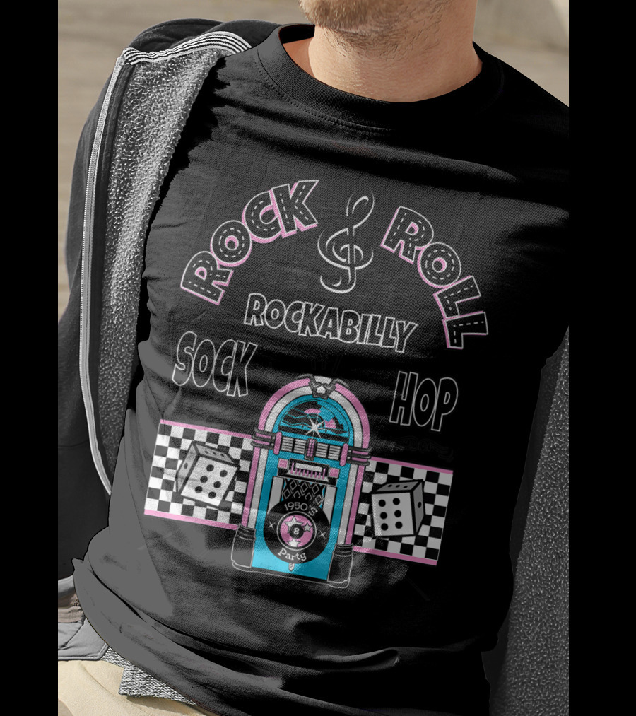 Rock And Roll Rockabilly 1958 Sock Hop Party Jukebox T-Shirt