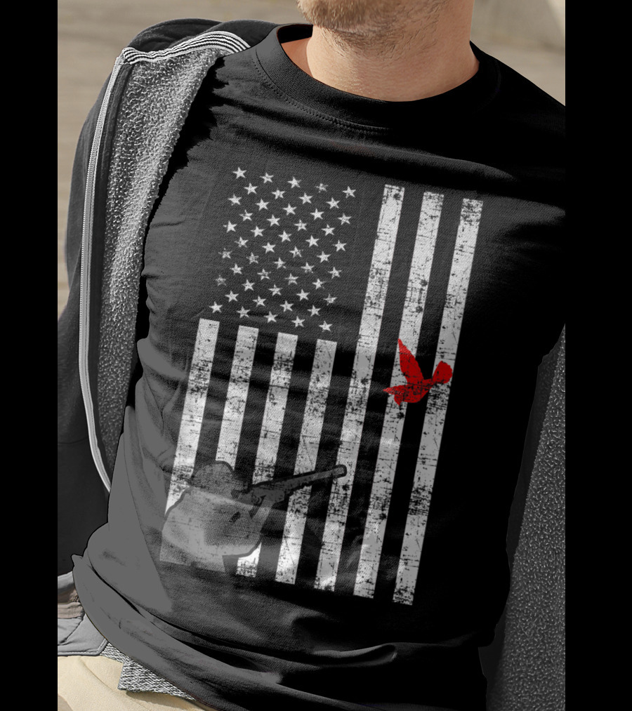 American Flag Bird Hunter Trapping USA Loyal Hunter T-Shirt