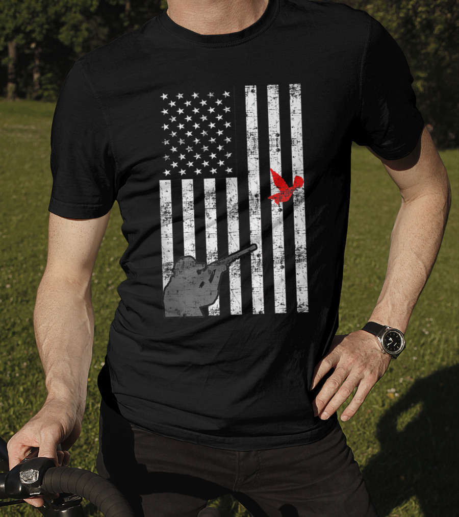American Flag Bird Hunter Trapping USA Loyal Hunter T-Shirt