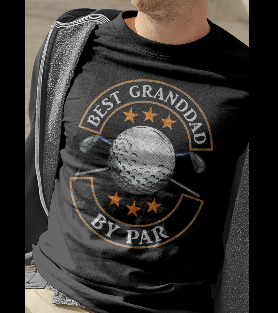 Best Granddad By Par Golf Lover Sports Golf Ball And Clubs Star T-Shirt