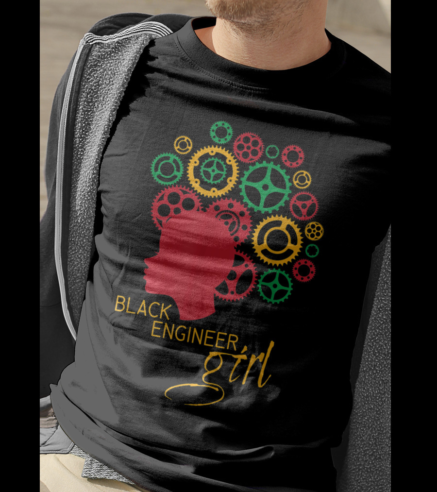 Black Engineer Girl Afro Gears T-Shirt