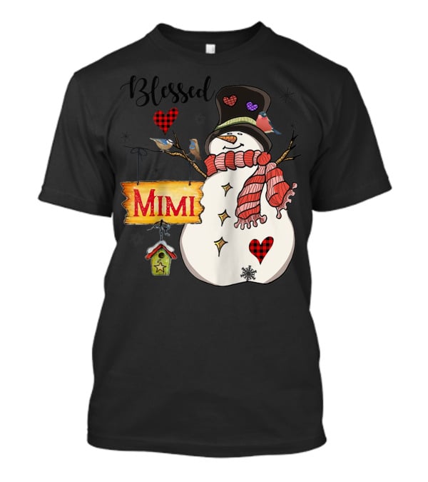 Blessed Mimi Snowman Grandma Christmas Family T-Shirt