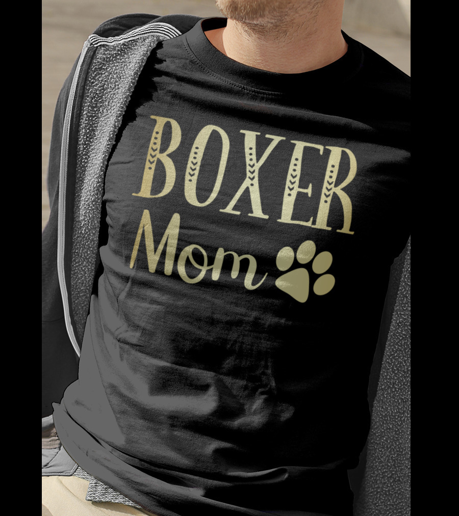 Boxer Mom Funny Dog Lovers Owner Womens Girls Paw Prints T-Shirt