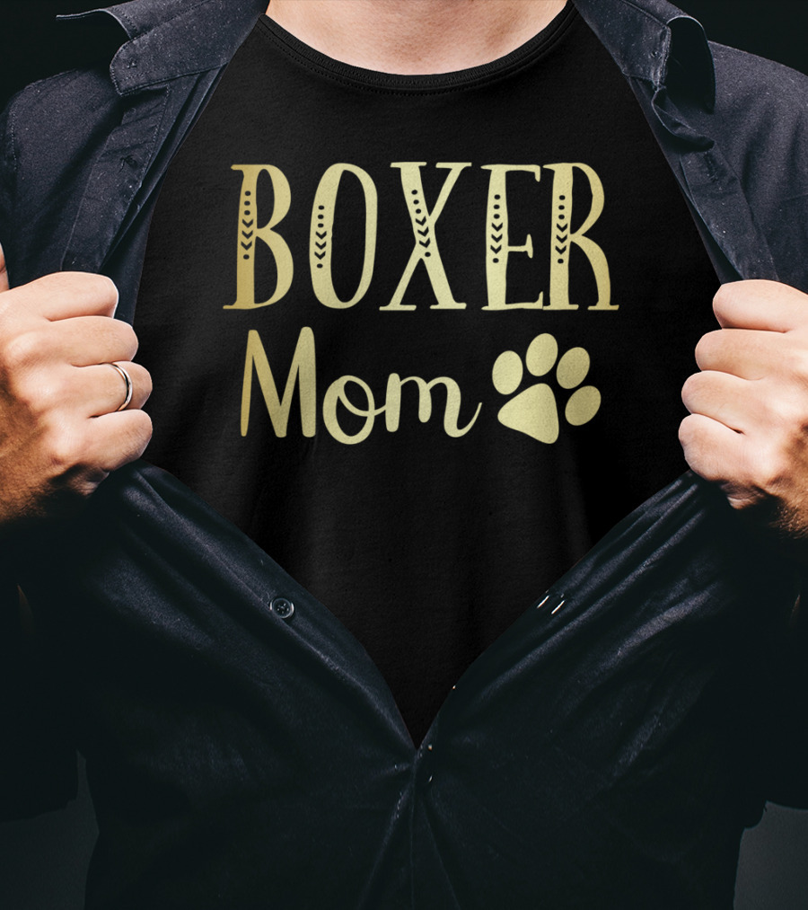 Boxer Mom Funny Dog Lovers Owner Womens Girls Paw Prints T-Shirt