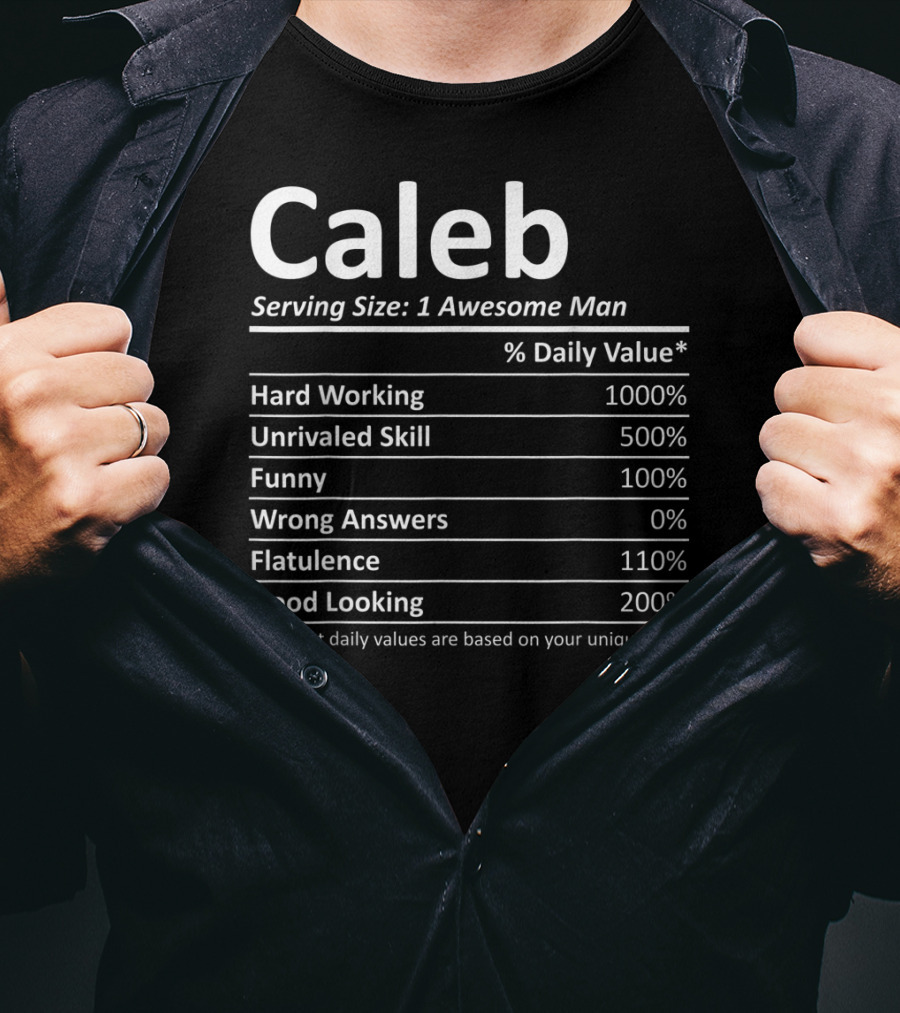 Caleb Nutrition Facts Serving Size: 1 Awesome Man T-Shirt
