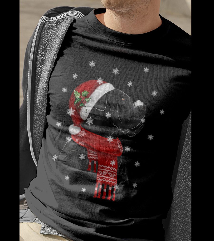 Cane Corso Christmas Tree Xmas For Cane Corso With Santa Hat And Snowflakes T-Shirt