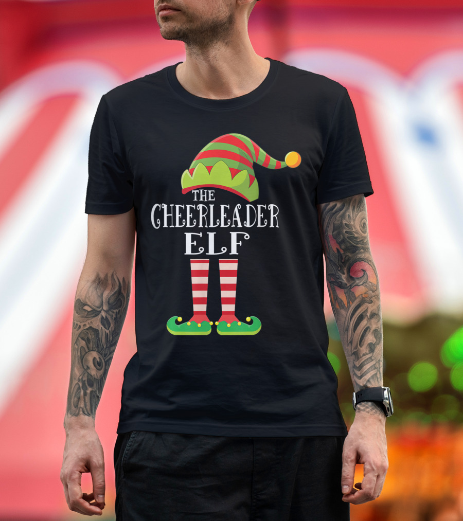 The Cheerleader Elf Matching Family Group Festive Holiday T-Shirt
