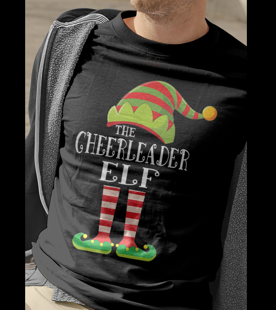 The Cheerleader Elf Matching Family Group Festive Holiday T-Shirt