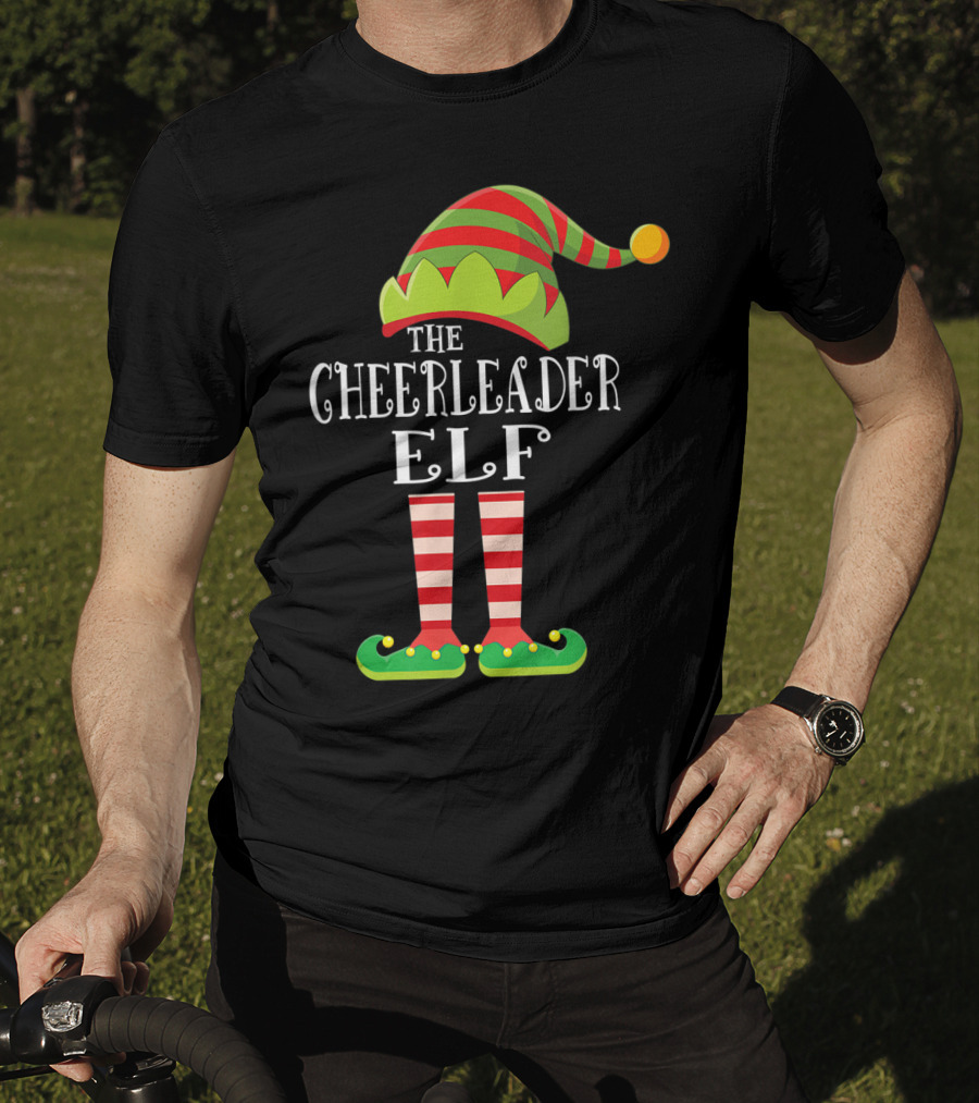 The Cheerleader Elf Matching Family Group Festive Holiday T-Shirt