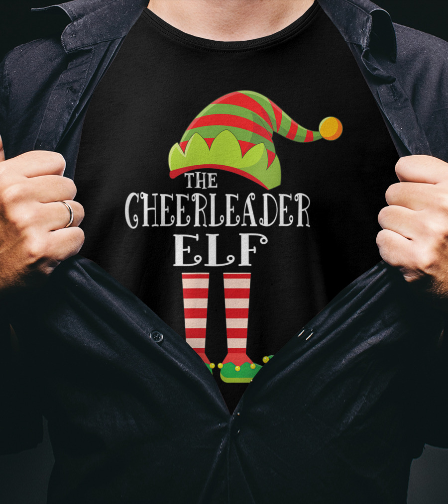 The Cheerleader Elf Matching Family Group Festive Holiday T-Shirt