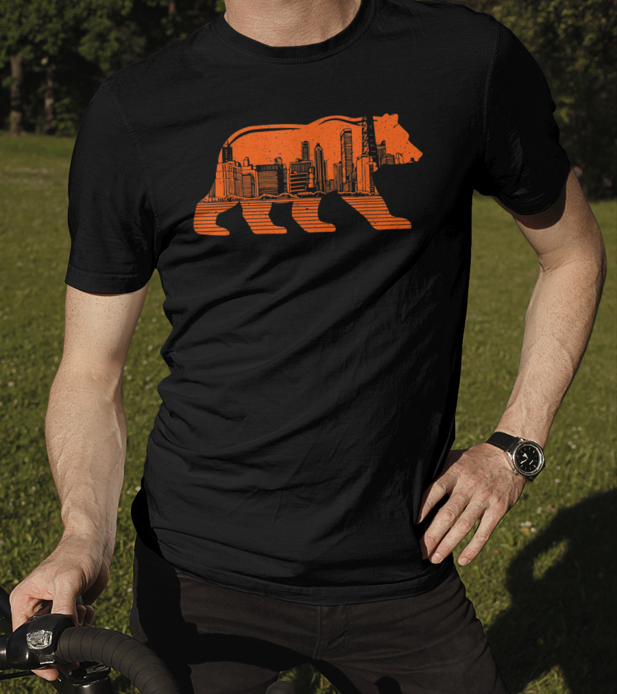 Chicago Football Bear Skyline Orange T-Shirt