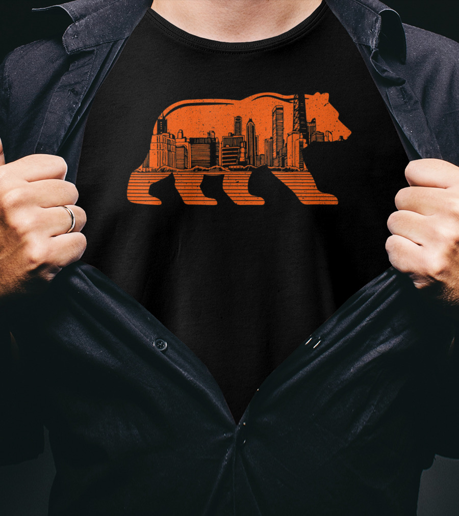 Chicago Football Bear Skyline Orange T-Shirt