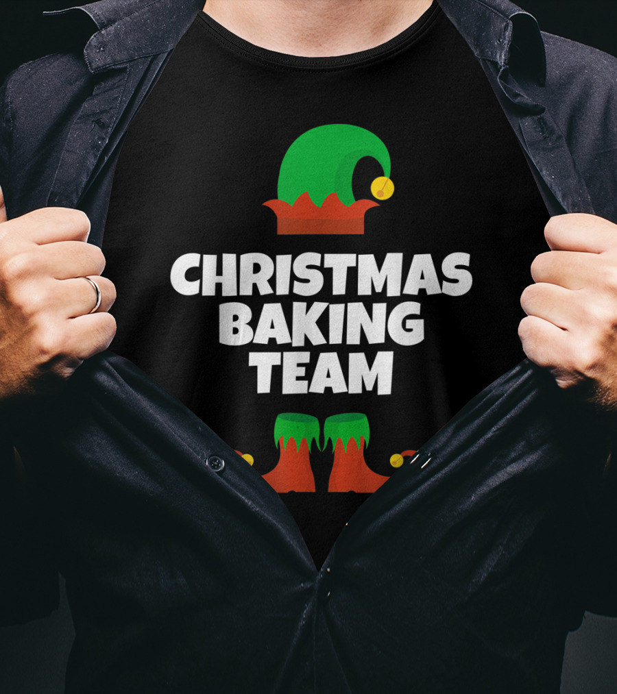 Christmas Baking Team Funny Cookie Baker Elf Hat And Shoes T-Shirt