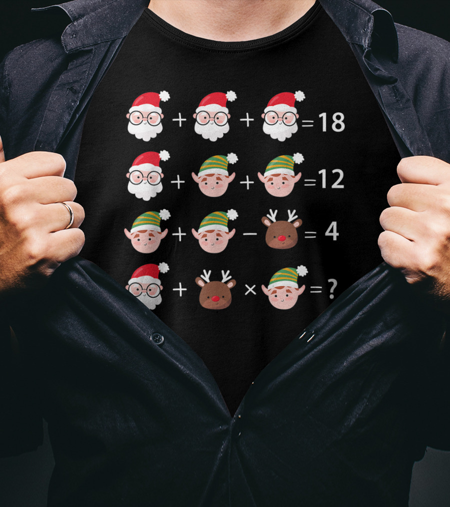 Christmas Math Quiz Santa Claus Elf Reindeer Equation T-Shirt