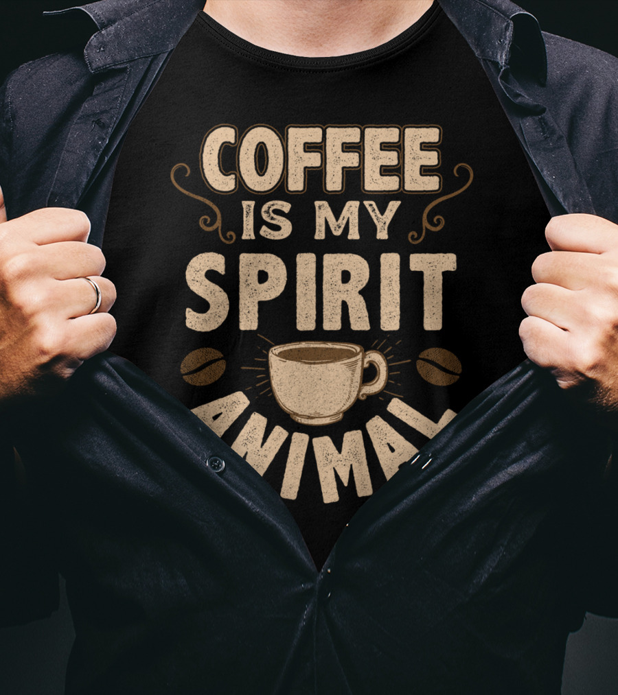 Coffee Is My Spirit Animal Coffee Cup Caffeine T-Shirt