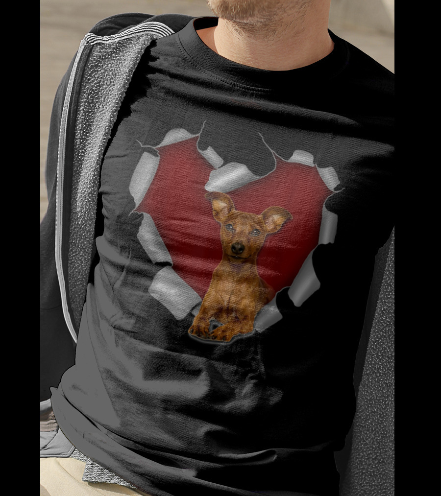 Cute Miniature Pinscher Torn Heart T-Shirt