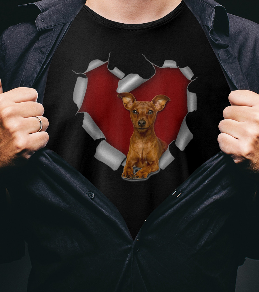 Cute Miniature Pinscher Torn Heart T-Shirt