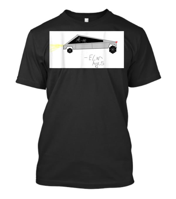 Cyber Futuristic Truck Drawing By Elon Age 5 Child Auto T-Shirt