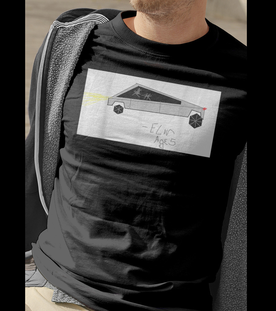 Cyber Futuristic Truck Drawing By Elon Age 5 Child Auto T-Shirt