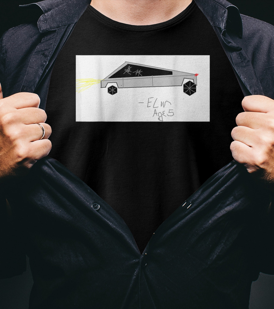 Cyber Futuristic Truck Drawing By Elon Age 5 Child Auto T-Shirt