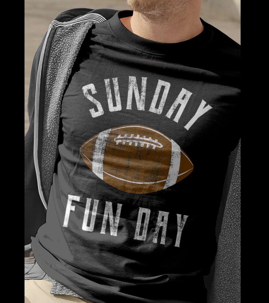 Sunday Funday Distressed Football T-Shirt