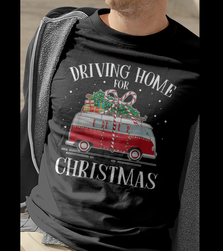 Driving Home For Christmas Red Van With Gifts And Snowflakes T-Shirt