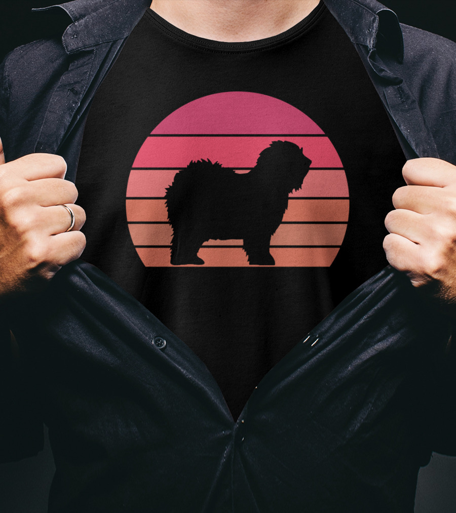 English Sheepdog Cool Vintage Sunset T-Shirt