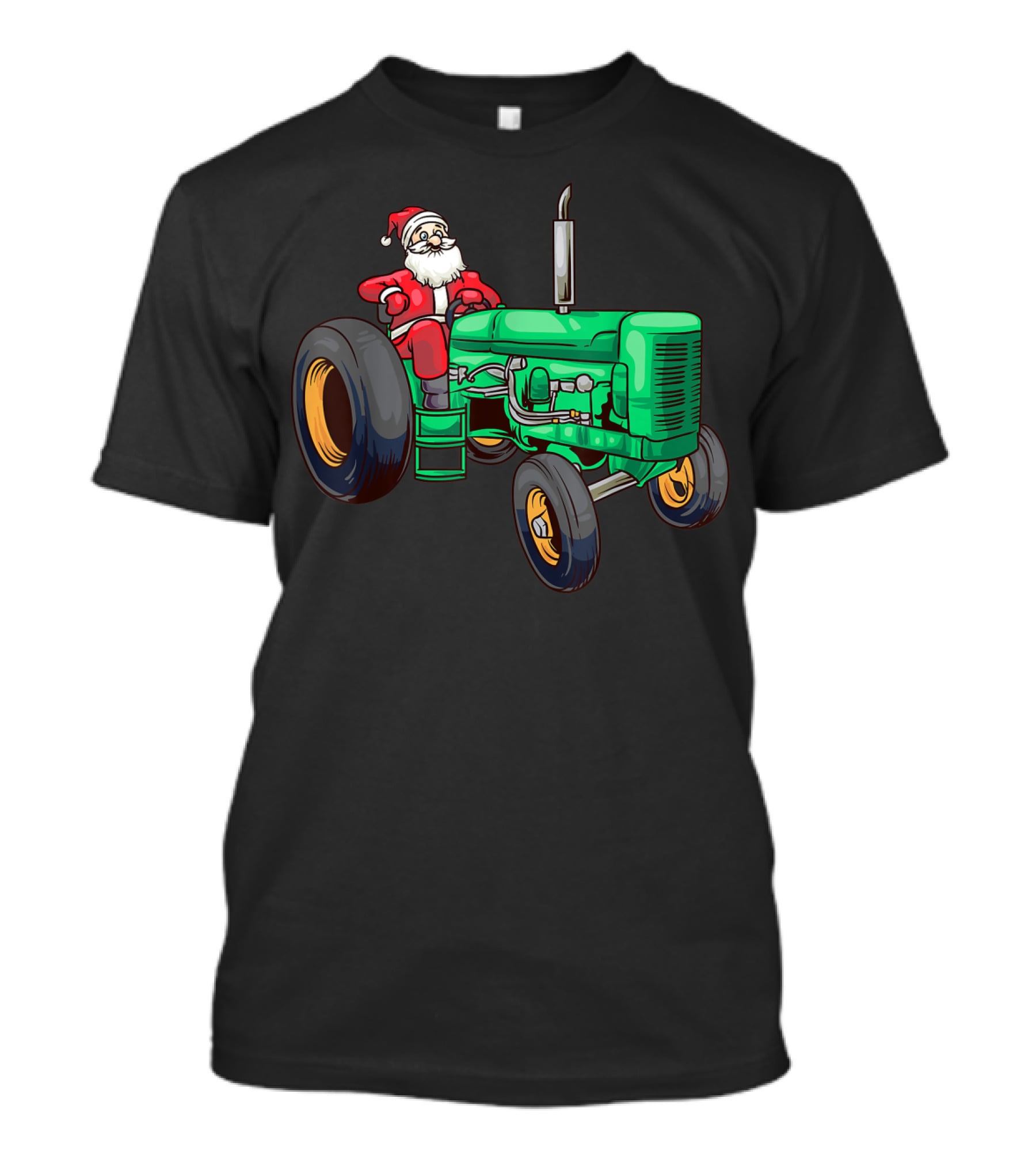 Santa Claus Riding Green Farm Tractor T-Shirt