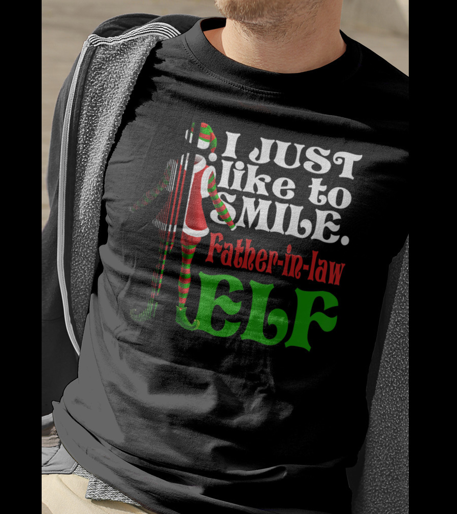 I Just Like To Smile Father-in-Law Elf Xmas Special T-Shirt