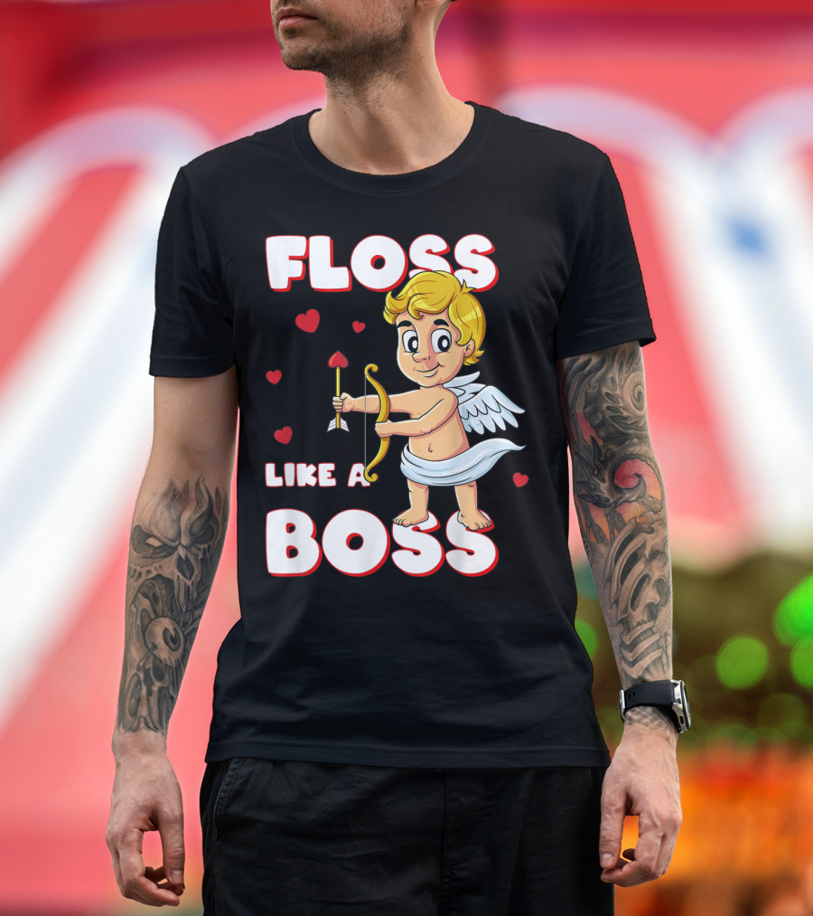 Floss Like A Boss Cupid Valentine's Day Bow Arrow Hearts T-Shirt