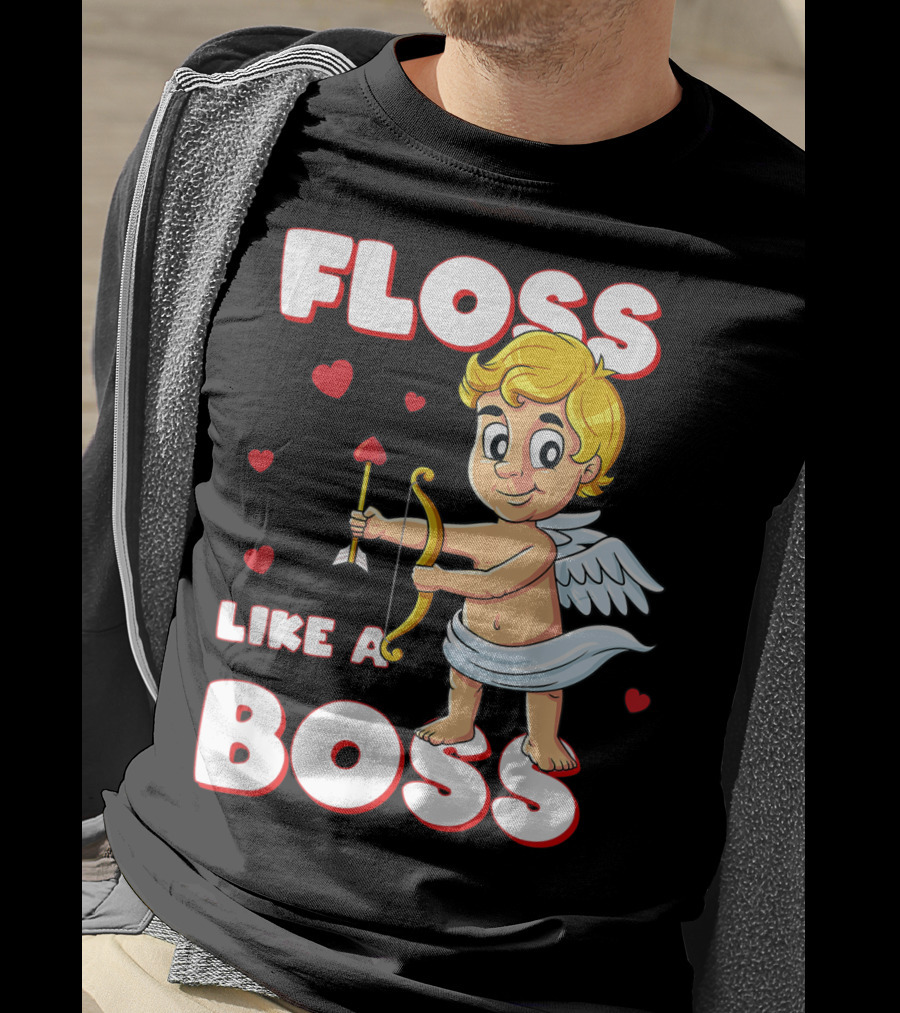 Floss Like A Boss Cupid Valentine's Day Bow Arrow Hearts T-Shirt