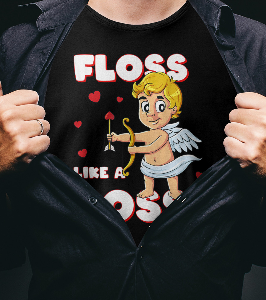 Floss Like A Boss Cupid Valentine's Day Bow Arrow Hearts T-Shirt