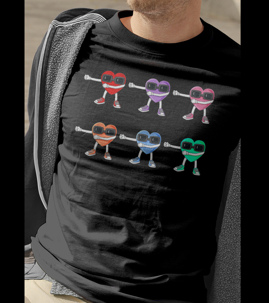 Dancing Heart Characters Flossing For Valentine's Day T-Shirt