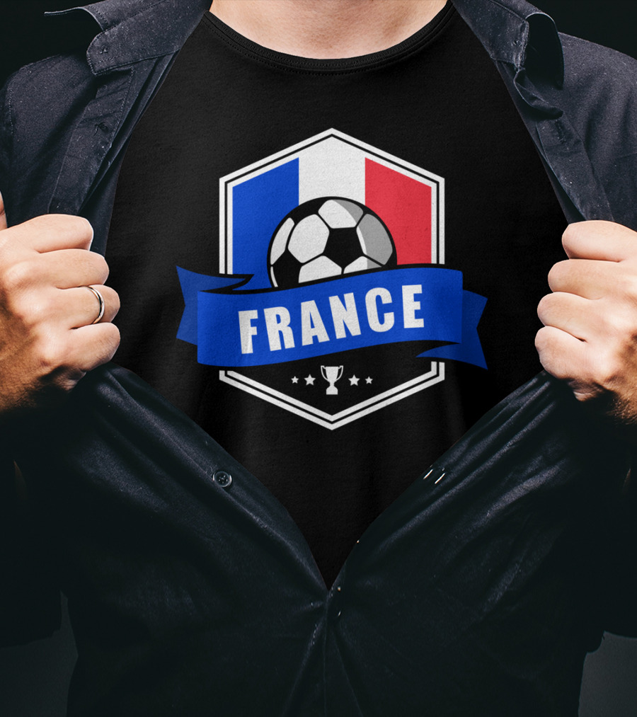 France Soccer French Team Ball Flag Trophy Fan T-Shirt