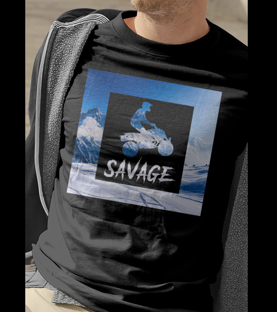 Savage Quad Bike Adventure 4Wheeler ATV In Snowy Mountains T-Shirt