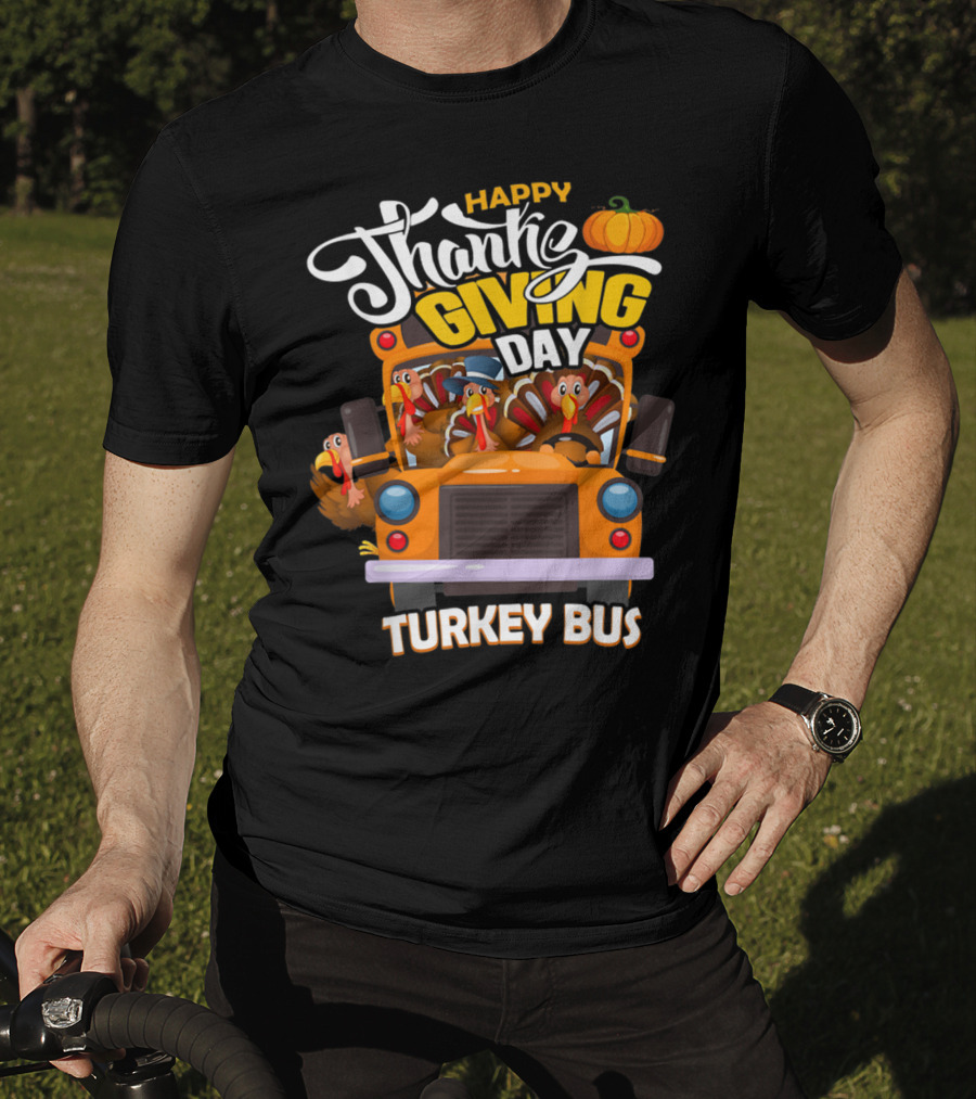 Happy Thanksgiving Day Turkey Bus T-Shirt