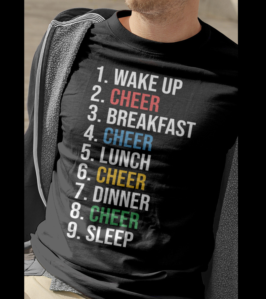 Cheerleading Schedule Wake Up Cheer Eat Cheer Sleep Routine T-Shirt