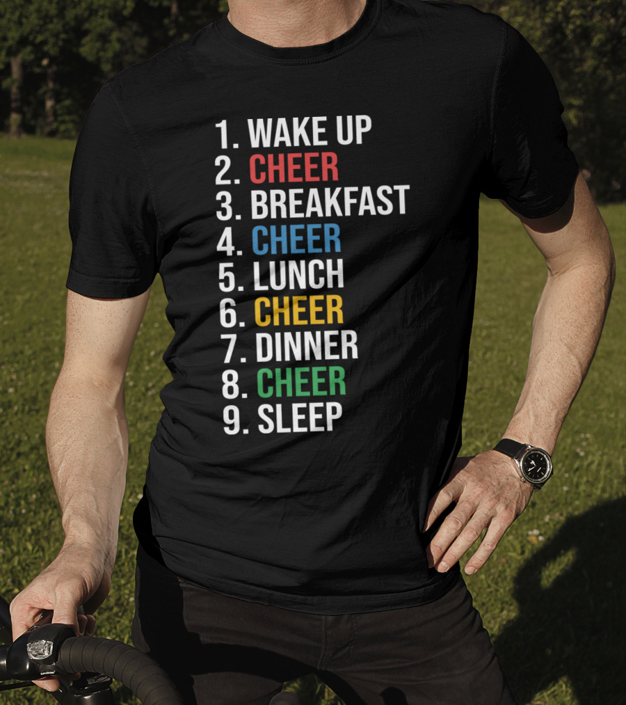 Cheerleading Schedule Wake Up Cheer Eat Cheer Sleep Routine T-Shirt
